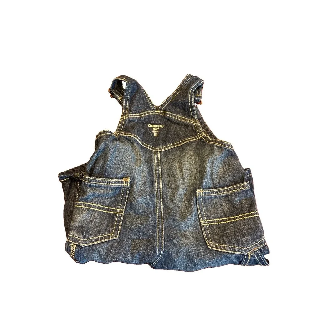 OshKosh Bgosh Baby Overalls 3-6M Blue Denim Est 1895 Vestbak Bibs